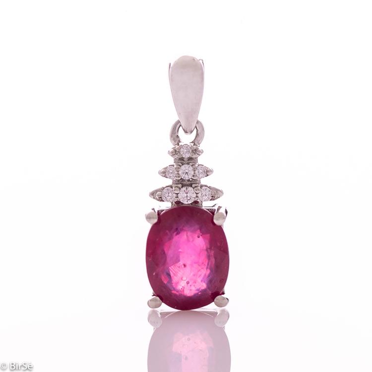 Silver pendant - Natural ruby 2,20 ct