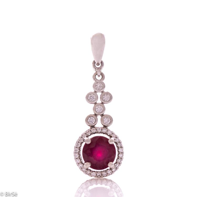 Silver pendant - Natural ruby 1.60 ct