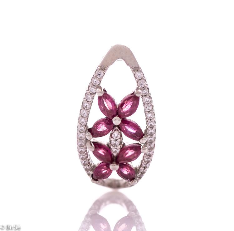 Silver pendant - Natural ruby 1,04 ct