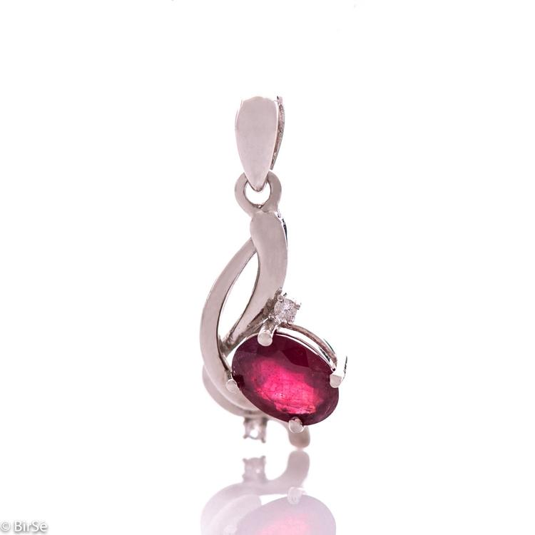 Silver pendant - Natural ruby 1,55 ct