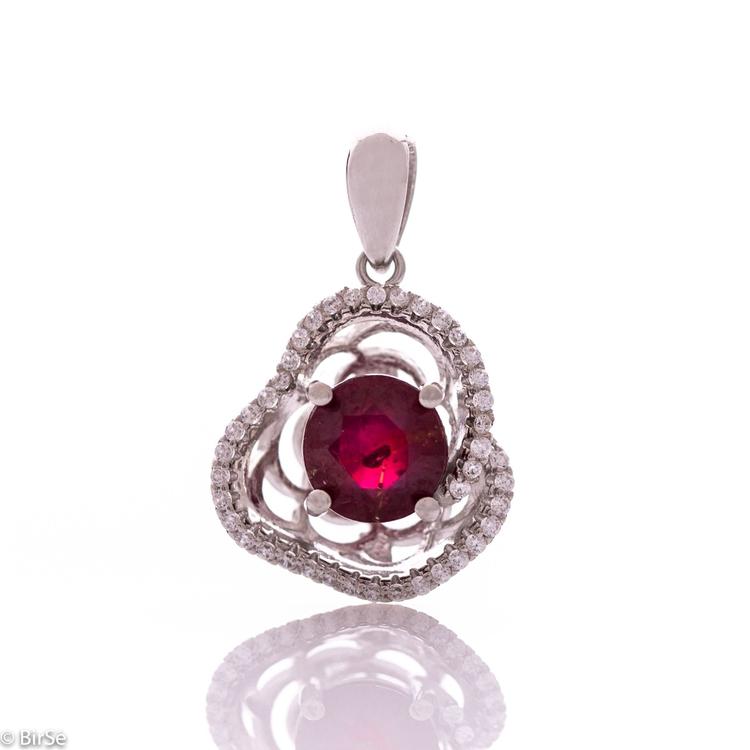 Silver pendant - Natural ruby 1,60 ct