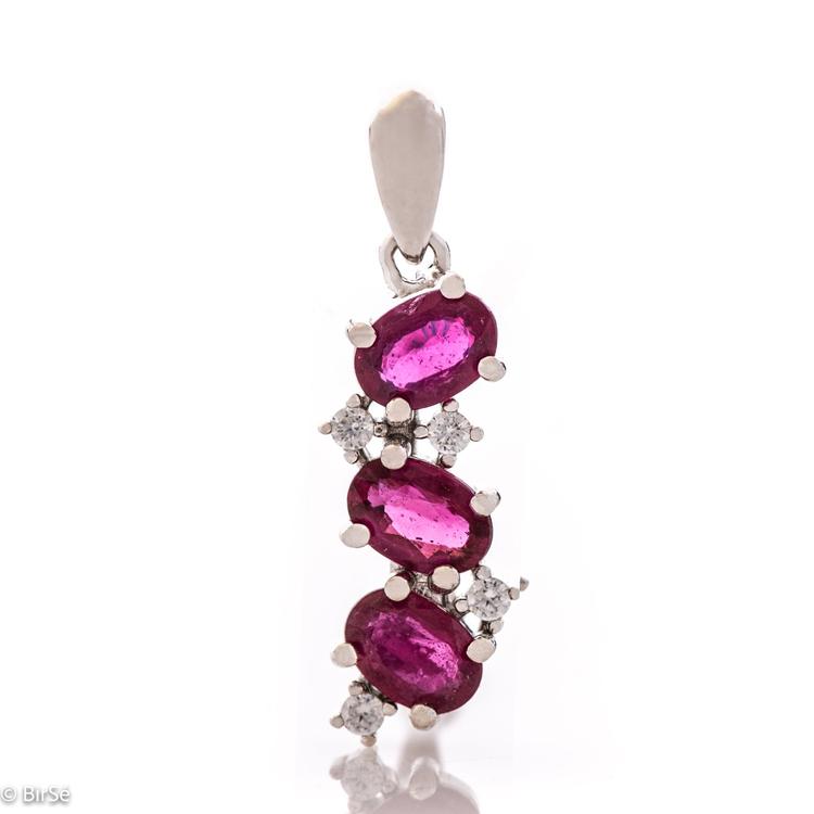 Silver pendant - Natural ruby 1,80 ct