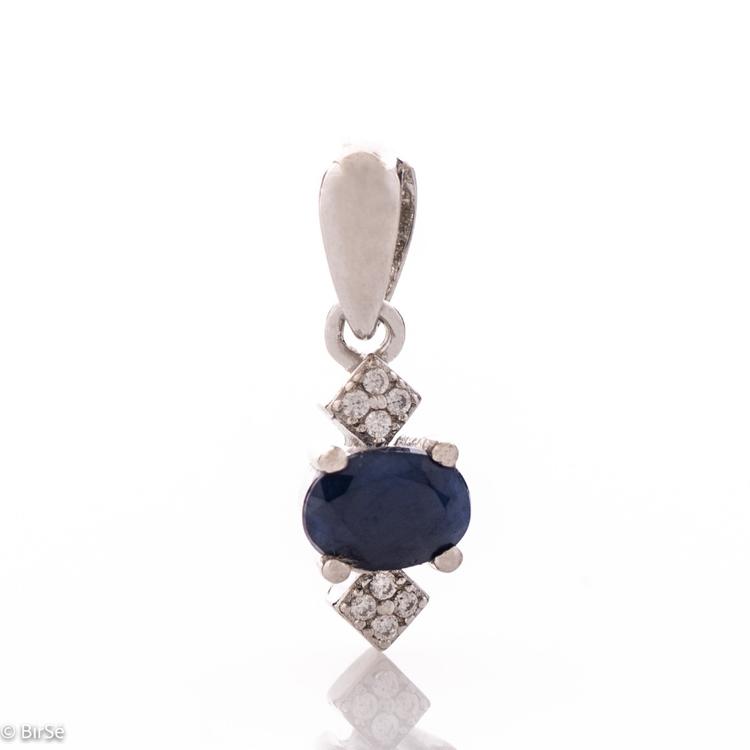 Silver pendant - Natural sapphire 0,60 ct.