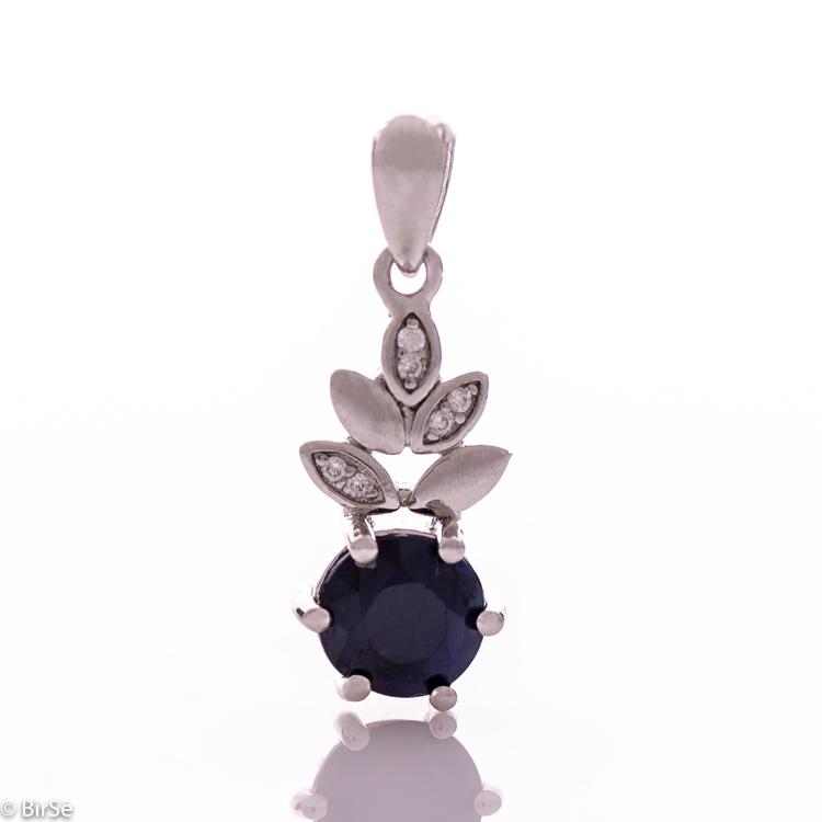 Silver pendant - Natural sapphire 1,05 ct