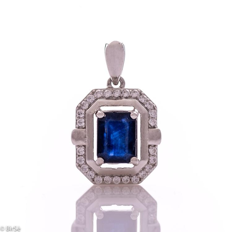 Silver pendant - Natural sapphire 1,55 ct