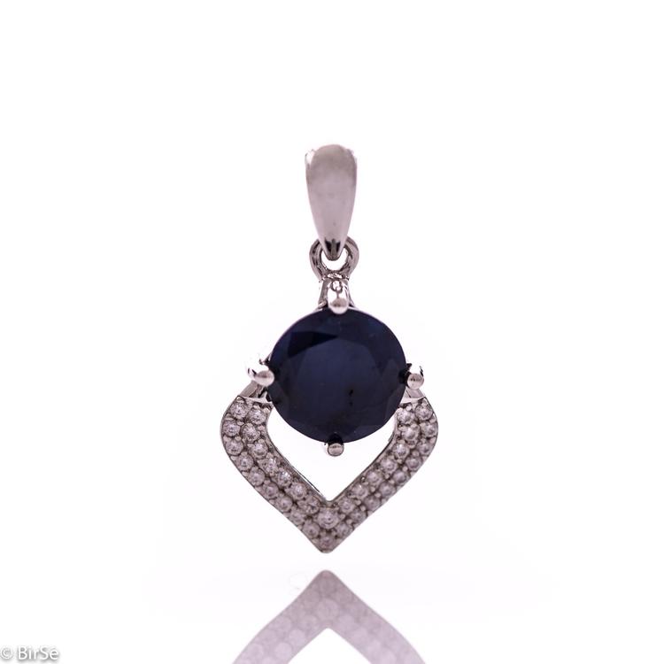 Silver pendant - Natural sapphire 2,25 ct