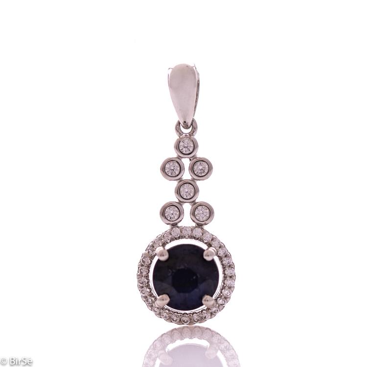 Silver pendant - Natural sapphire 1.60 ct