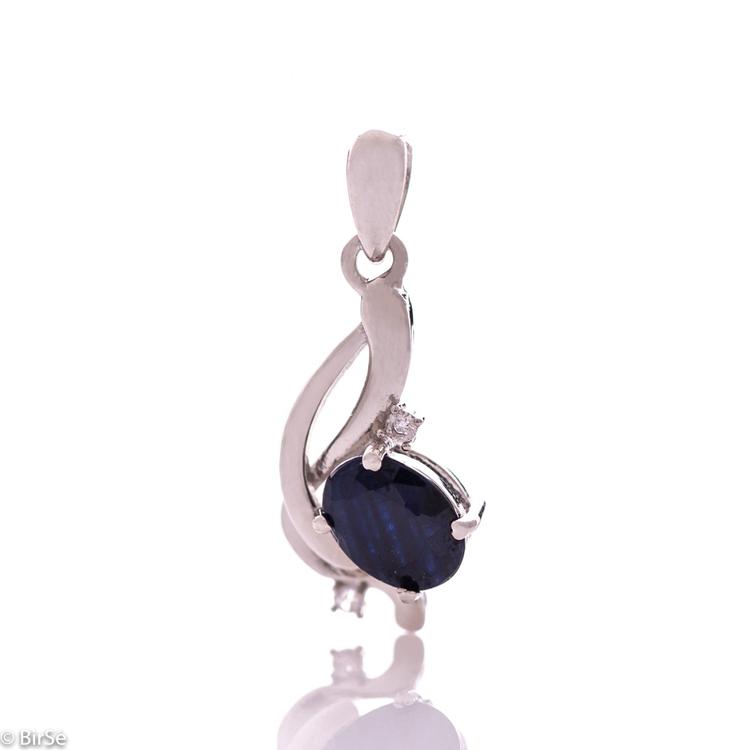 Silver pendant - Natural sapphire 1,55 ct