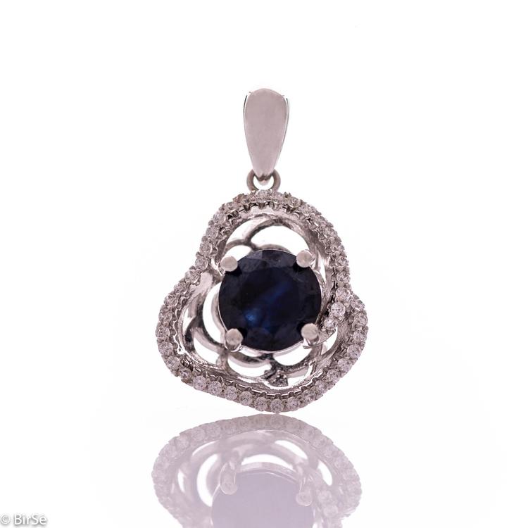 Silver pendant - Natural sapphire 1,60 ct