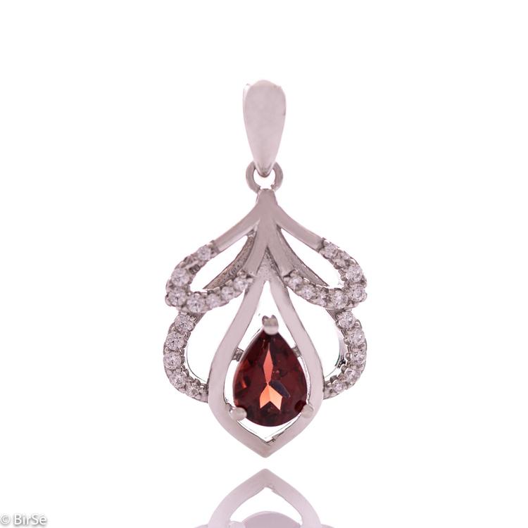 Silver pendant - Natural garnet 1,00 ct