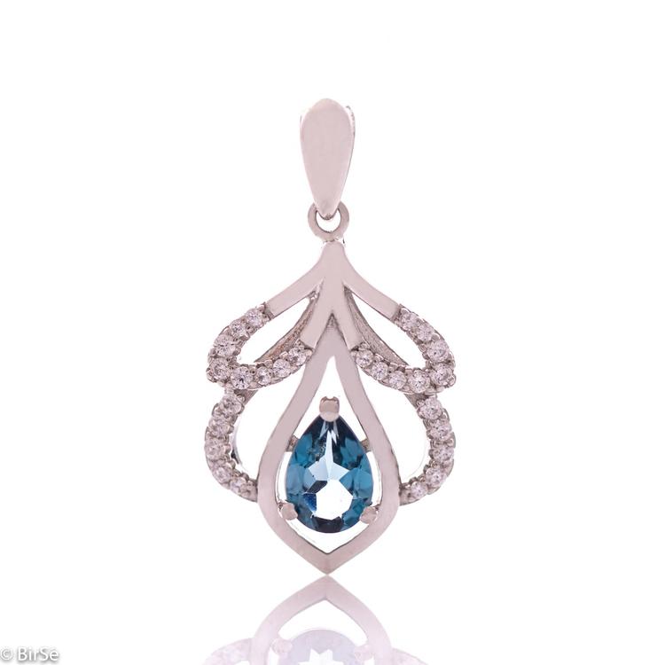 Silver pendant - Natural London topaz 1,00 ct