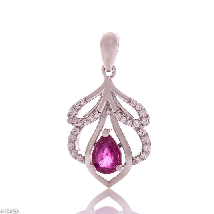 Silver pendant - Natural ruby 0,75 ct