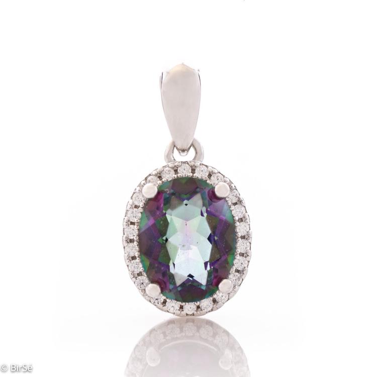 Silver pendant - Natural mystic topaz 2,5 ct