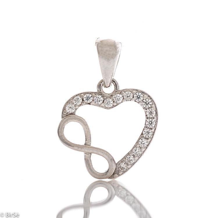 Silver pendant - Heart with infinity