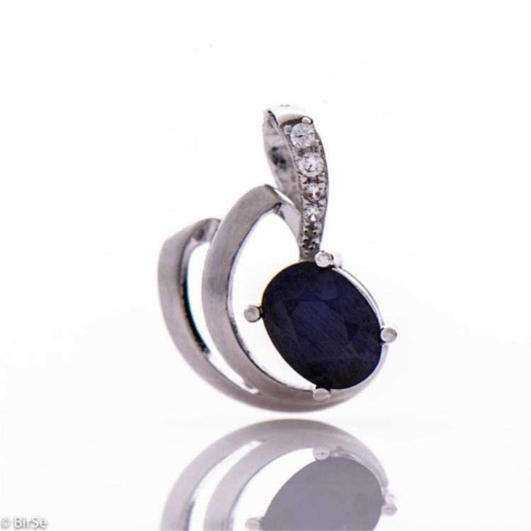 Silver pendant - Natural sapphire 1,55 ct