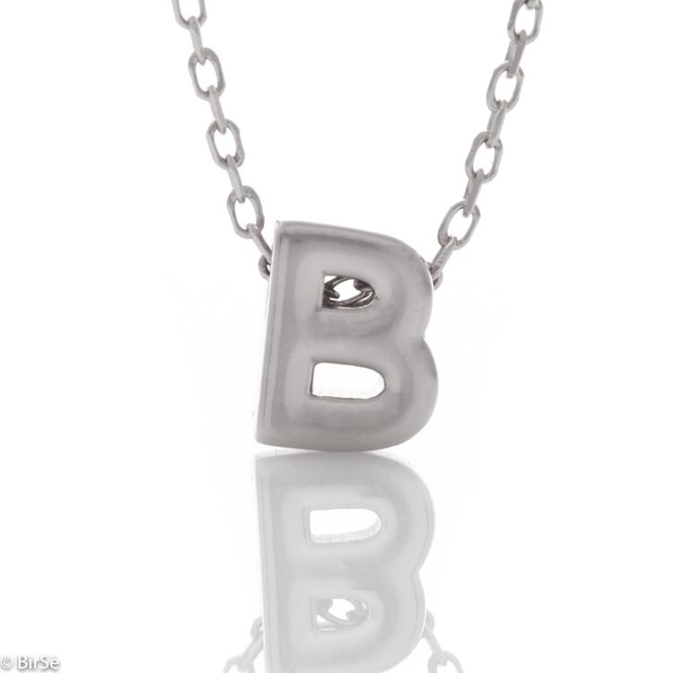 Silver necklace - letter B 