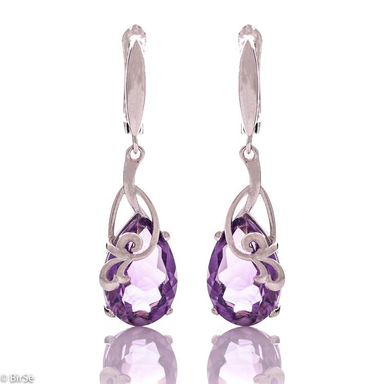 Silver earrings - Natural amethyst 10.00 ct. 694