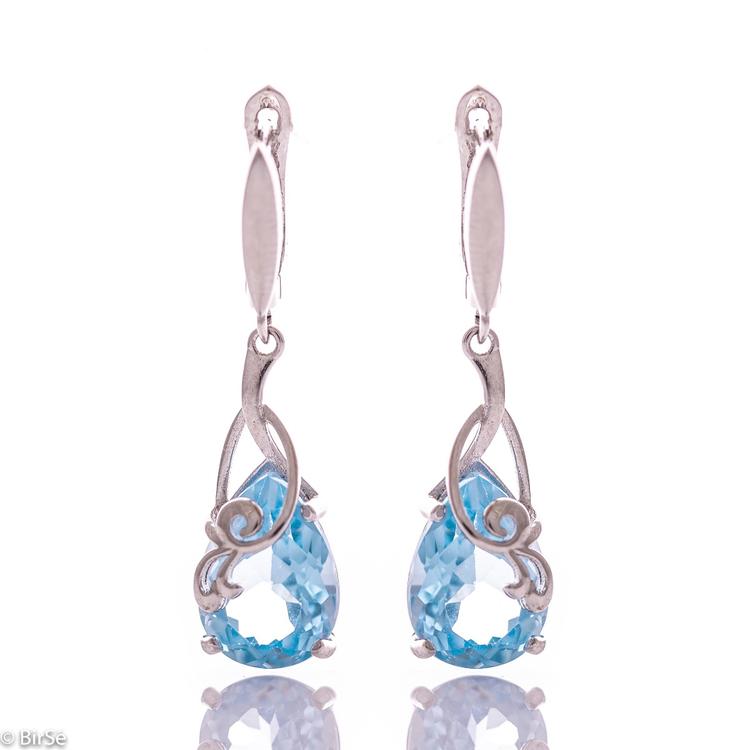 Silver earrings - Natural blue topaz 17.00 ct 693