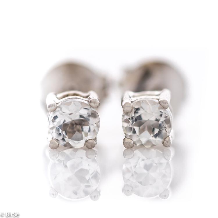 Silver earrings - 4x4 mm Natural white topaz 0,60 ct.