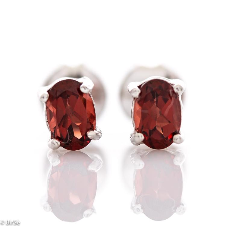 Silver earrings - 6x4 mm Natural garnet 1,10 ct.