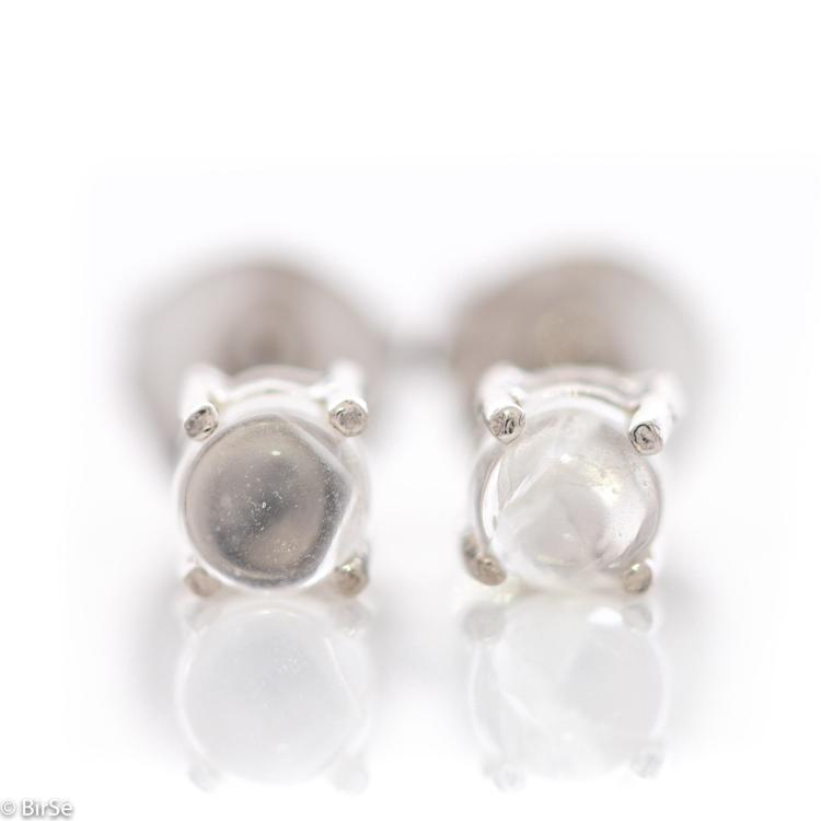 Silver earrings - 4x4 Natural moonstone 