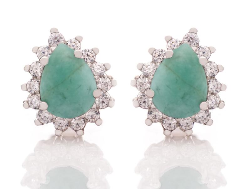 Silver earrings - Natural emerald 2,10 ct.