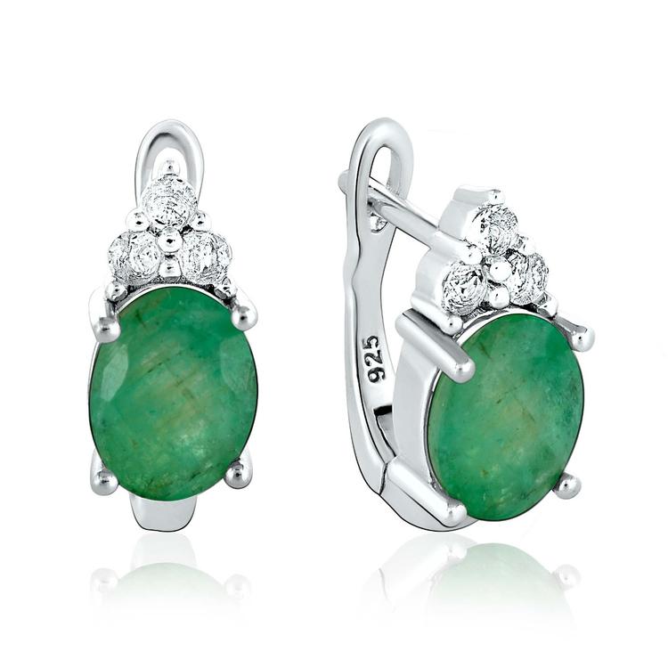 Silver earrings - Natural emerald 2,52 ct