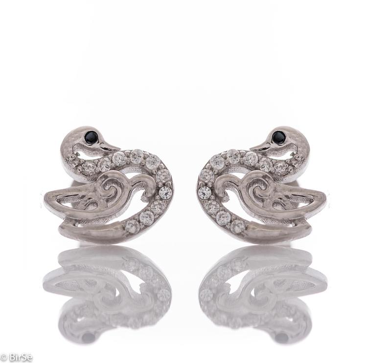 Silver earrings - Swan