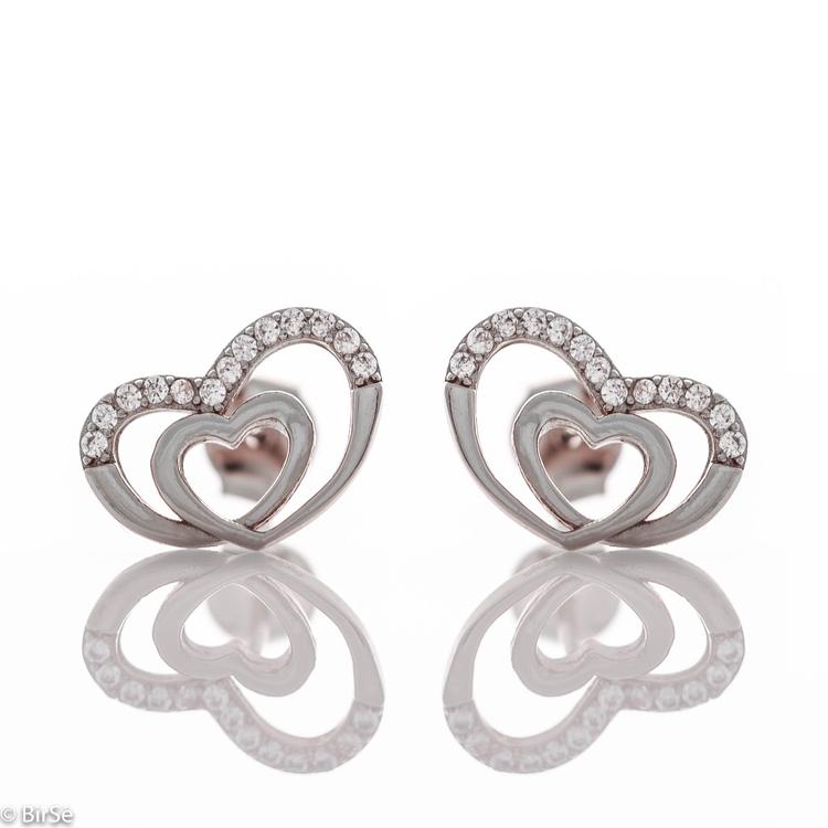 Silver earrings - Hearts 