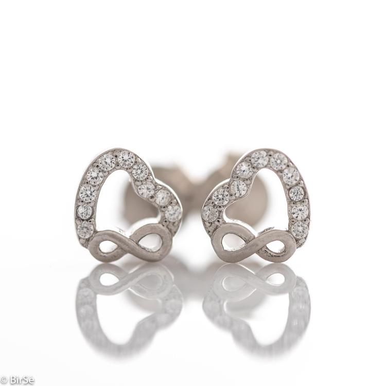 Silver earrings - Hearts with infinity