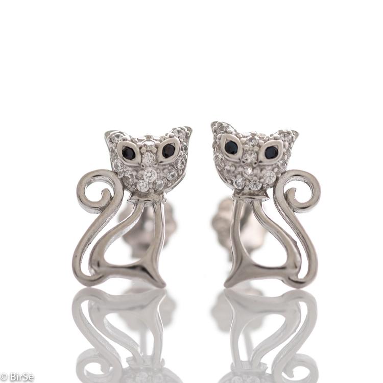 Silver earrings - Kitten