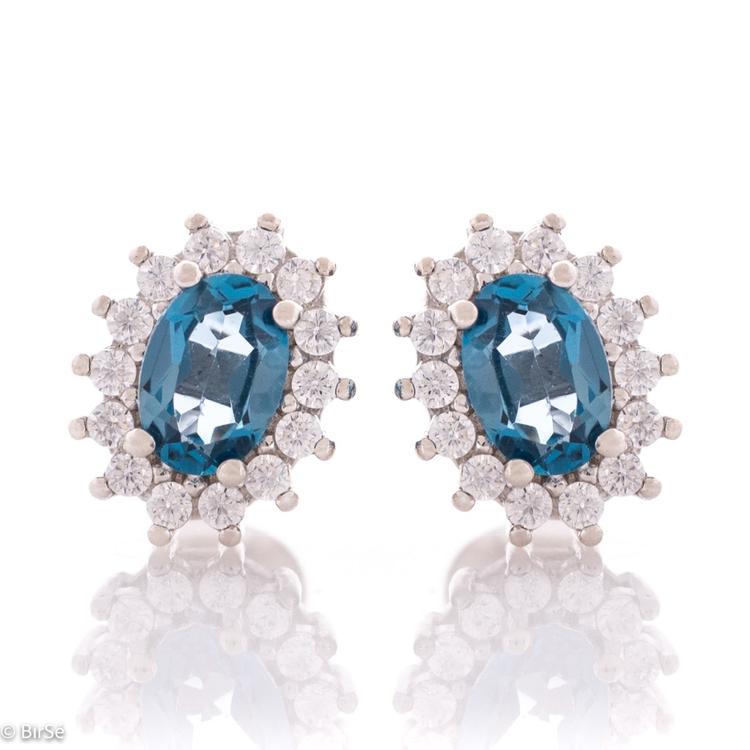 Silver earrings - Natural London Topaz 1,14 ct