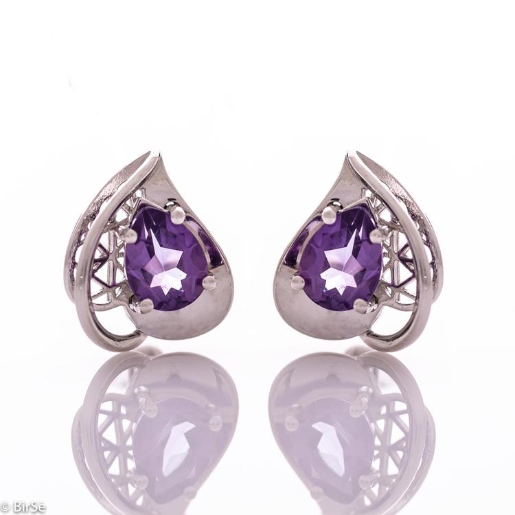 Silver earrings - Natural amethyst 1,70 ct