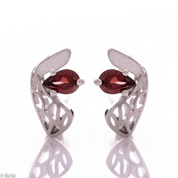 Silver earrings - Natural garnet 0,80 ct