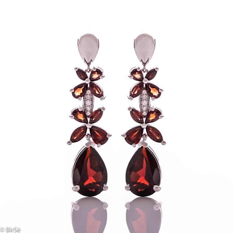 Silver earrings - Natural garnet 10,34 ct