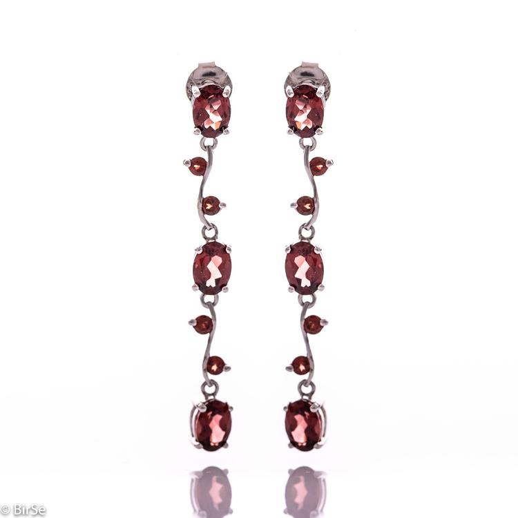 Silver earrings - Natural garnet 6,40 ct