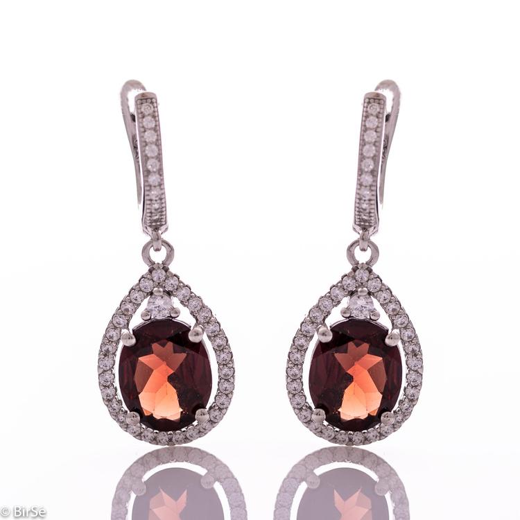 Silver earrings - Natural garnet 5,60 ct.