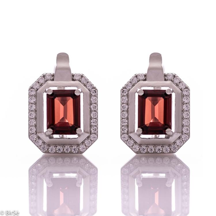 Silver earrings - Natural garnet 2,80 ct