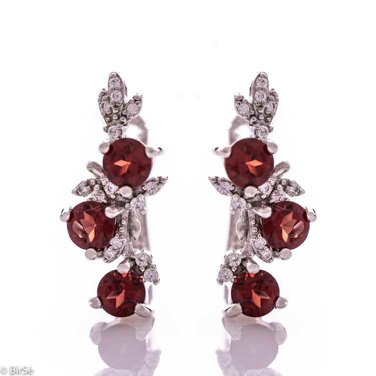 Silver earrings - Natural garnet 1,80 ct 