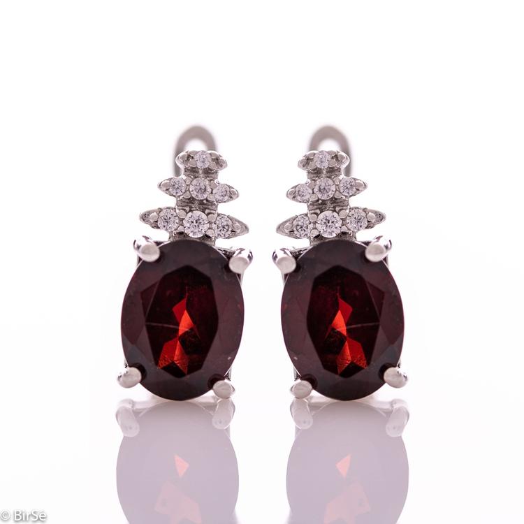 Silver earrings - Natural garnet 4,20 ct