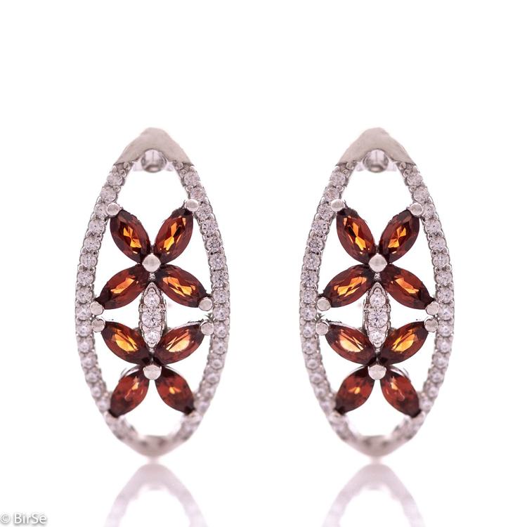 Silver earrings - Natural garnet 1,44 ct