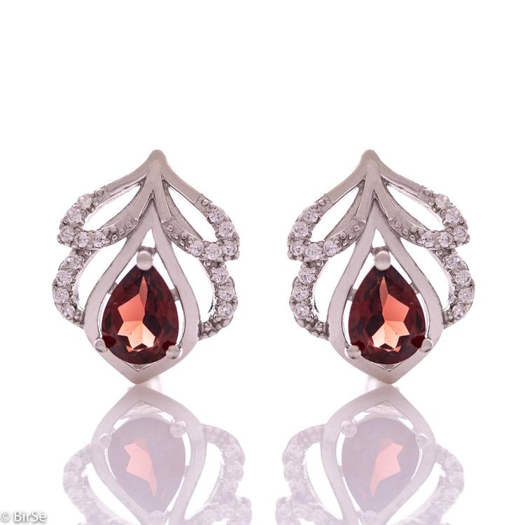 Silver earrings - Natural garnet 2,00 ct