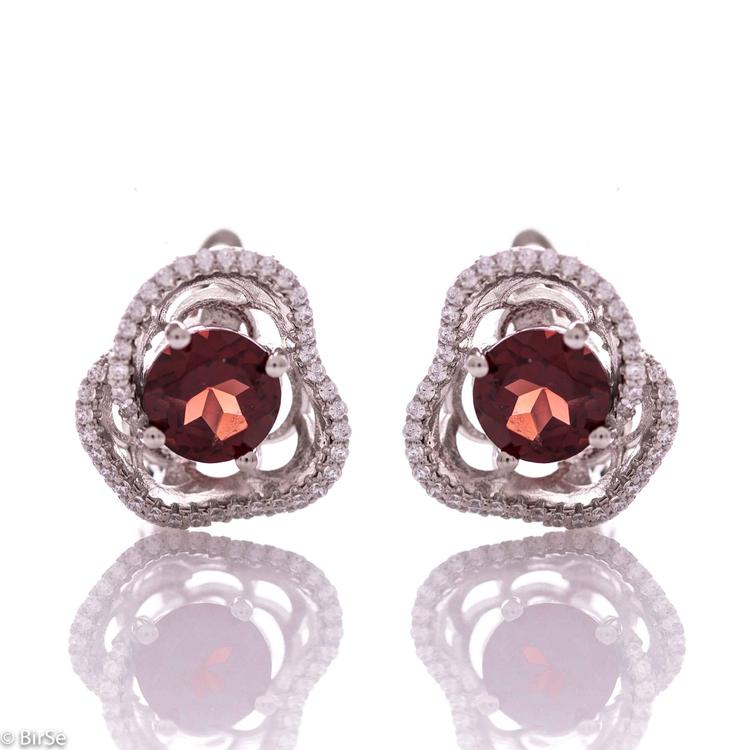 Silver earrings - Natural garnet 3,20 ct