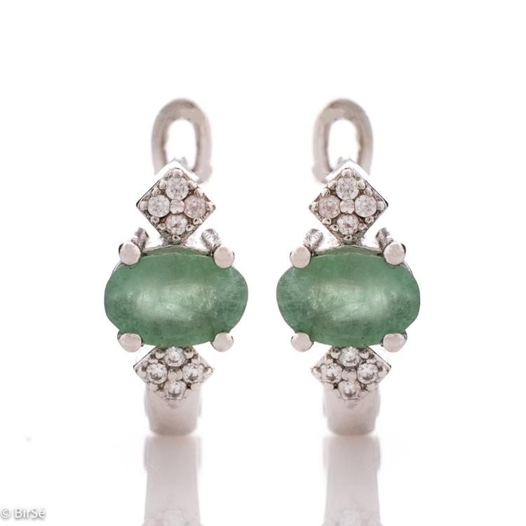 Silver Earrings - Natural Emerald 1,04 ct