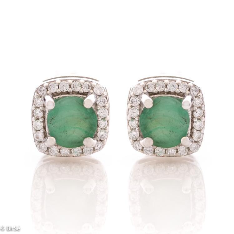 Silver earrings - Natural emerald 0,96 ct.