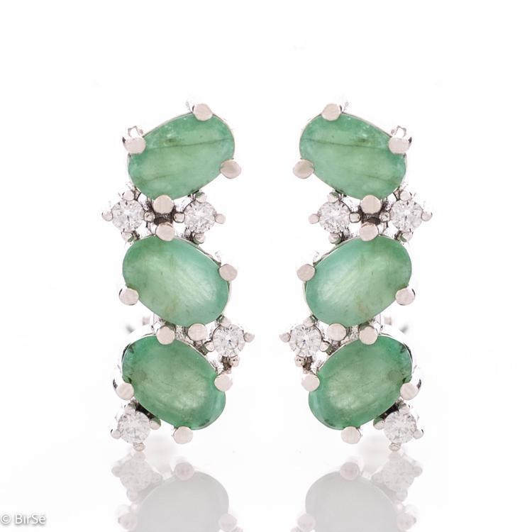 Silver earrings - Natural emerald 3,12 ct.