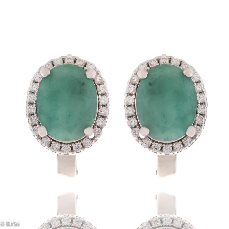 Silver earrings - Natural emerald 3,80 ct. 