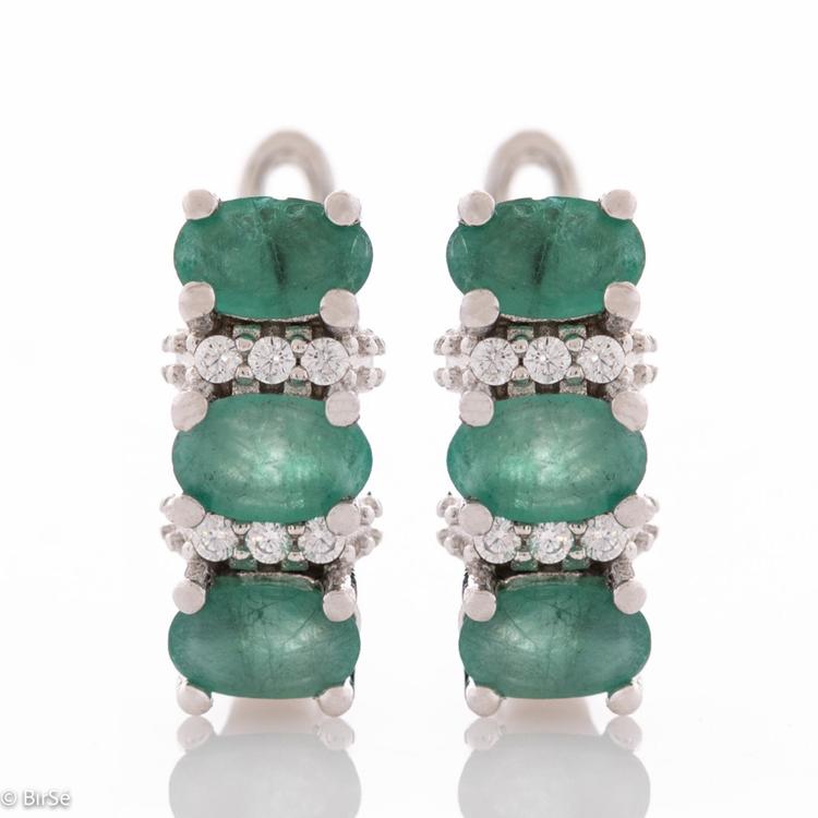 Silver earrings - Natural emerald 1,5 ct.