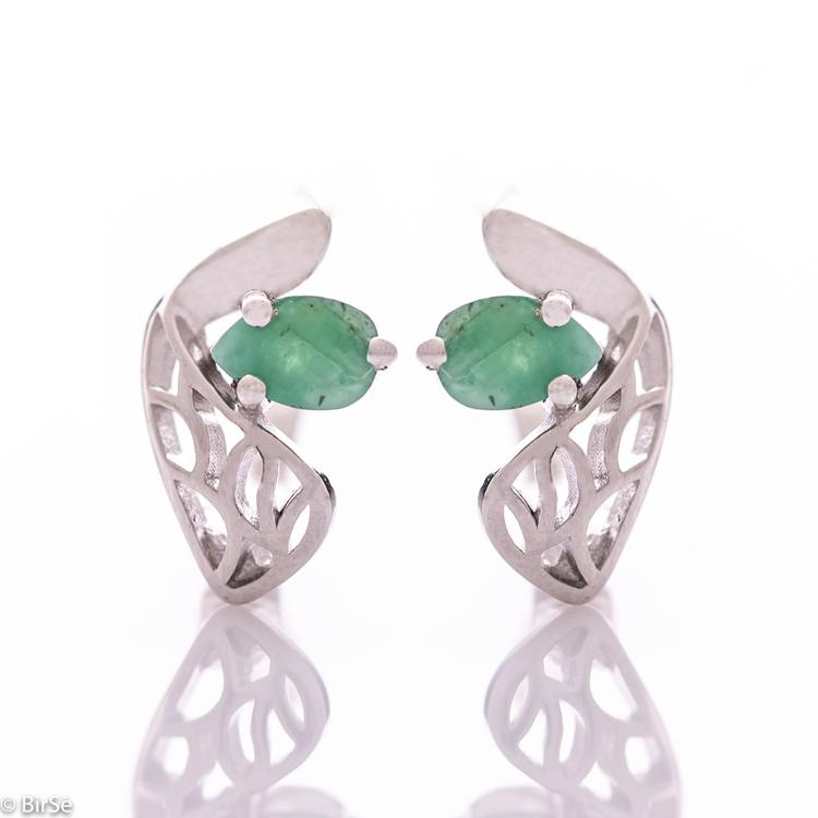 Silver earrings - Natural emerald 0,90 ct