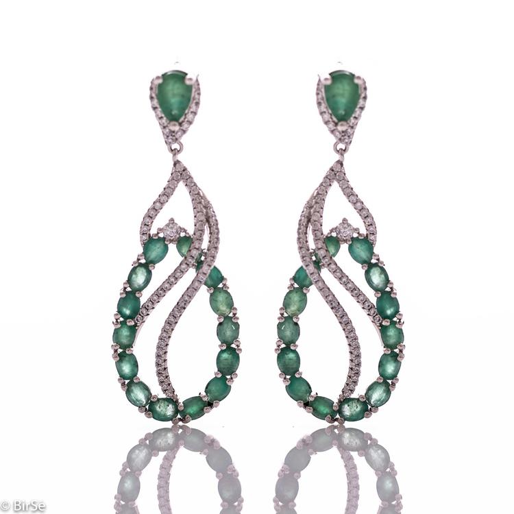 Silver earrings - Natural emerald 15,96 ct